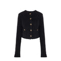 Veste courte en tweed noir texturée avec boutons dorés balenciaga cardigan en coton noir