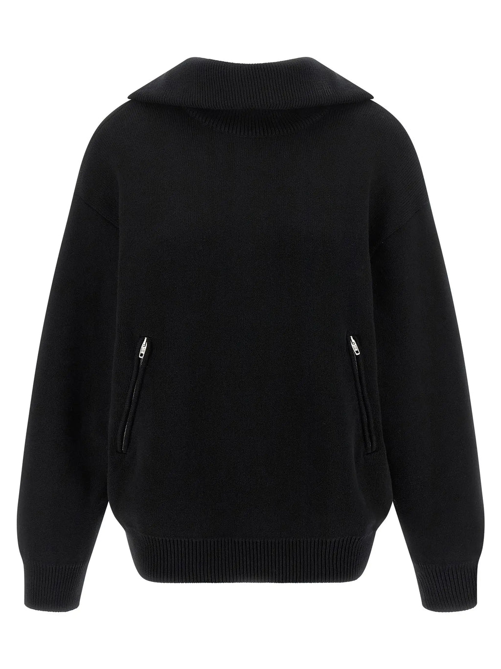 Cardigan en coton noir balenciaga avec capuche en maille, poignets et ourlet côtelés, poches avant zippées
