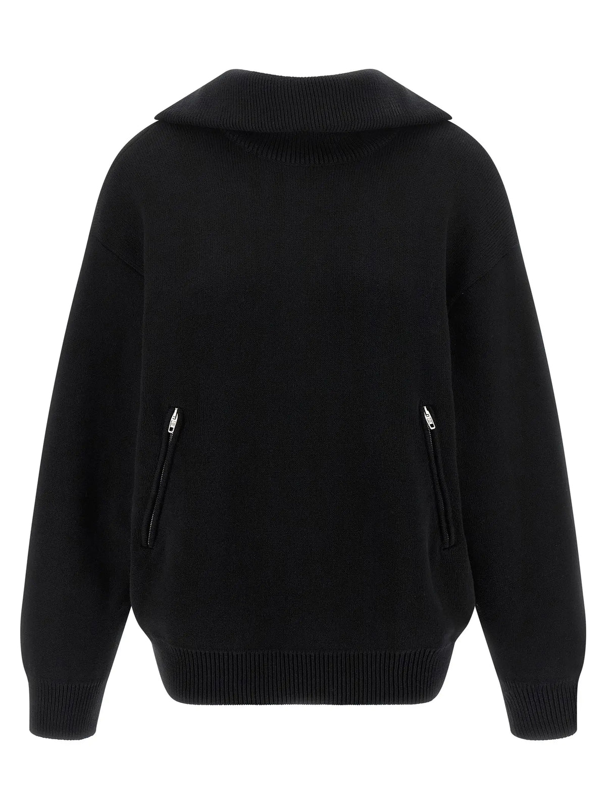 Cardigan en coton noir balenciaga avec capuche en maille, poignets et ourlet côtelés, poches avant zippées