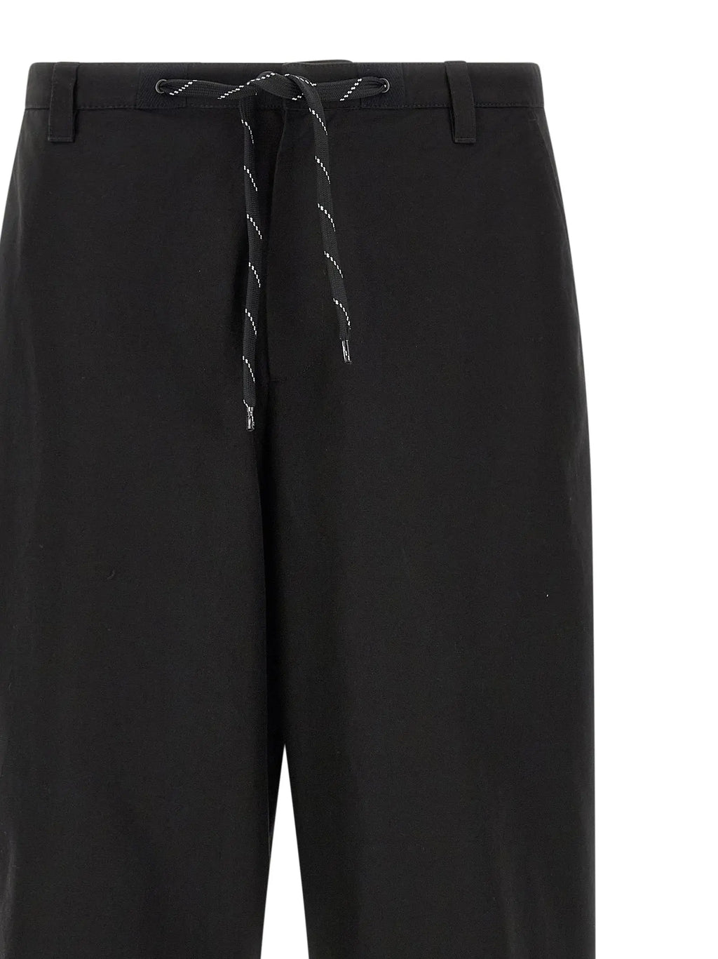 Pantalon chino balenciaga noir en coton avec taille élastique et cordon blanc rayé