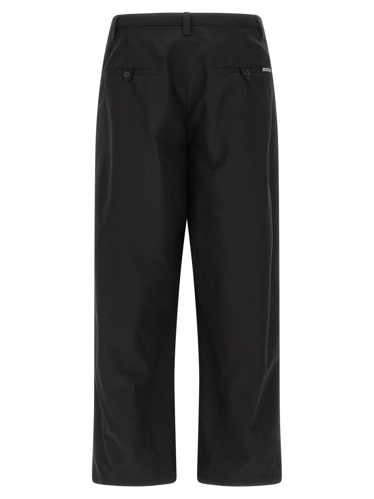 Pantalon chino noir en coton balenciaga vue dos avec jambes larges et poches arrière boutonnées discrètes