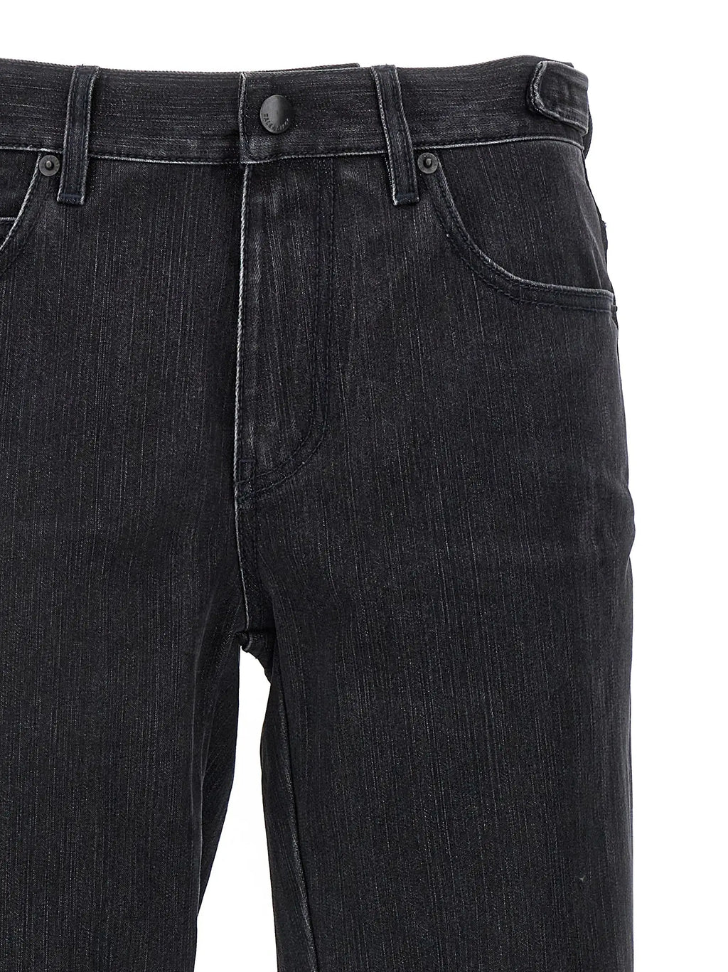 Jean évasé noir en coton balenciaga avec lavage foncé 5 poches et fermeture bouton noir
