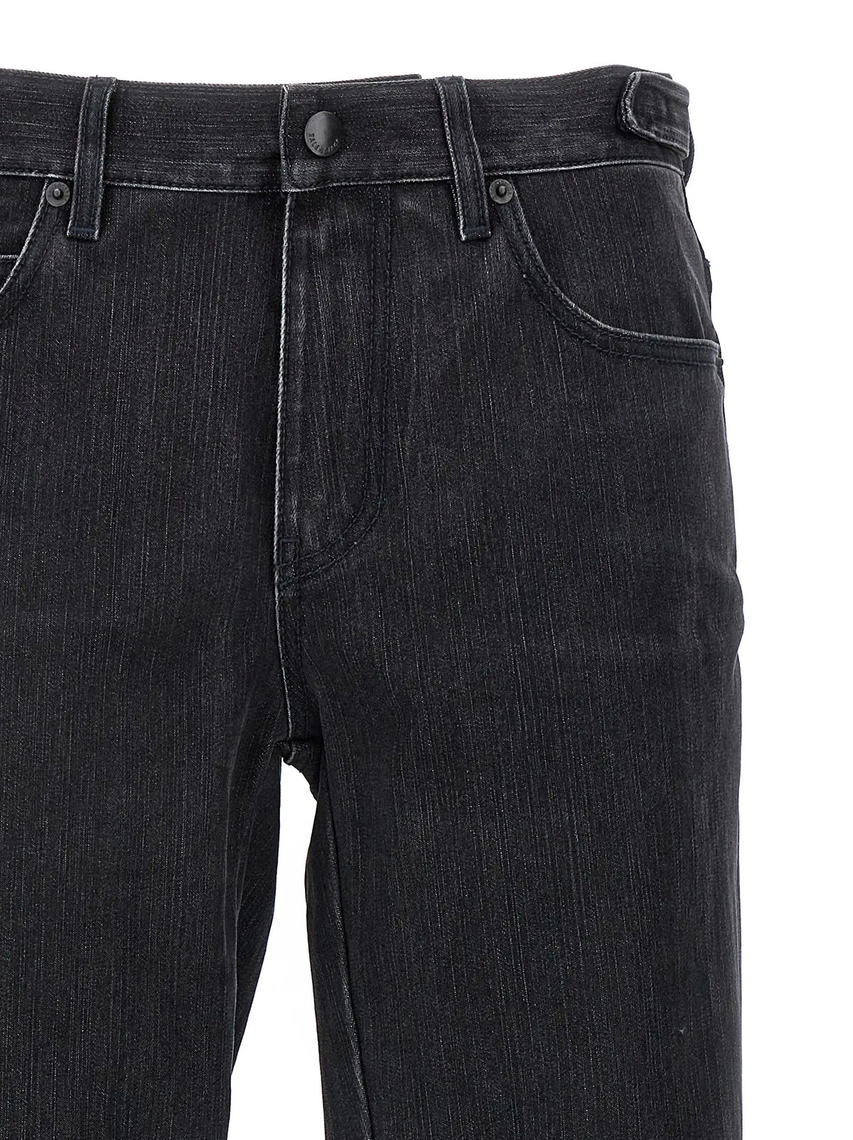 Jean évasé noir en coton balenciaga avec lavage foncé 5 poches et fermeture bouton noir