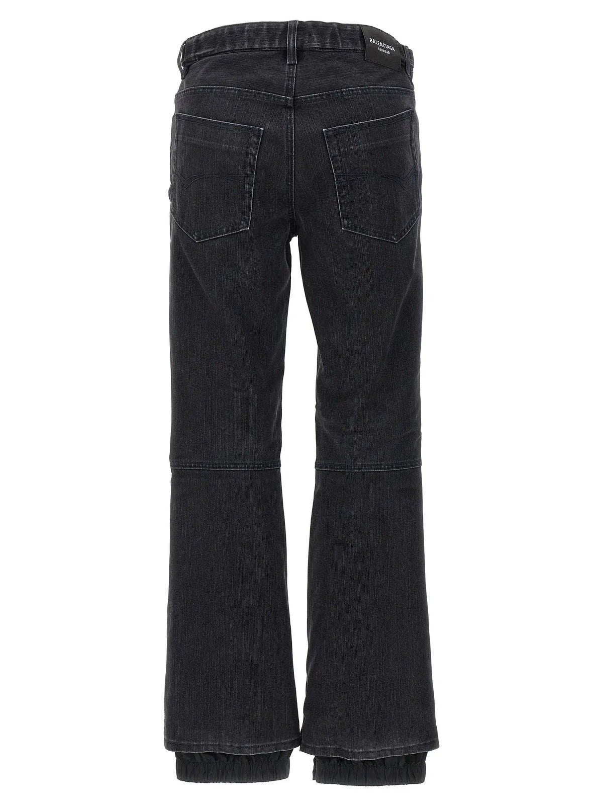Jeans flare balenciaga en coton noir avec effet légèrement délavé et poignets élastiqués en velours côtelé