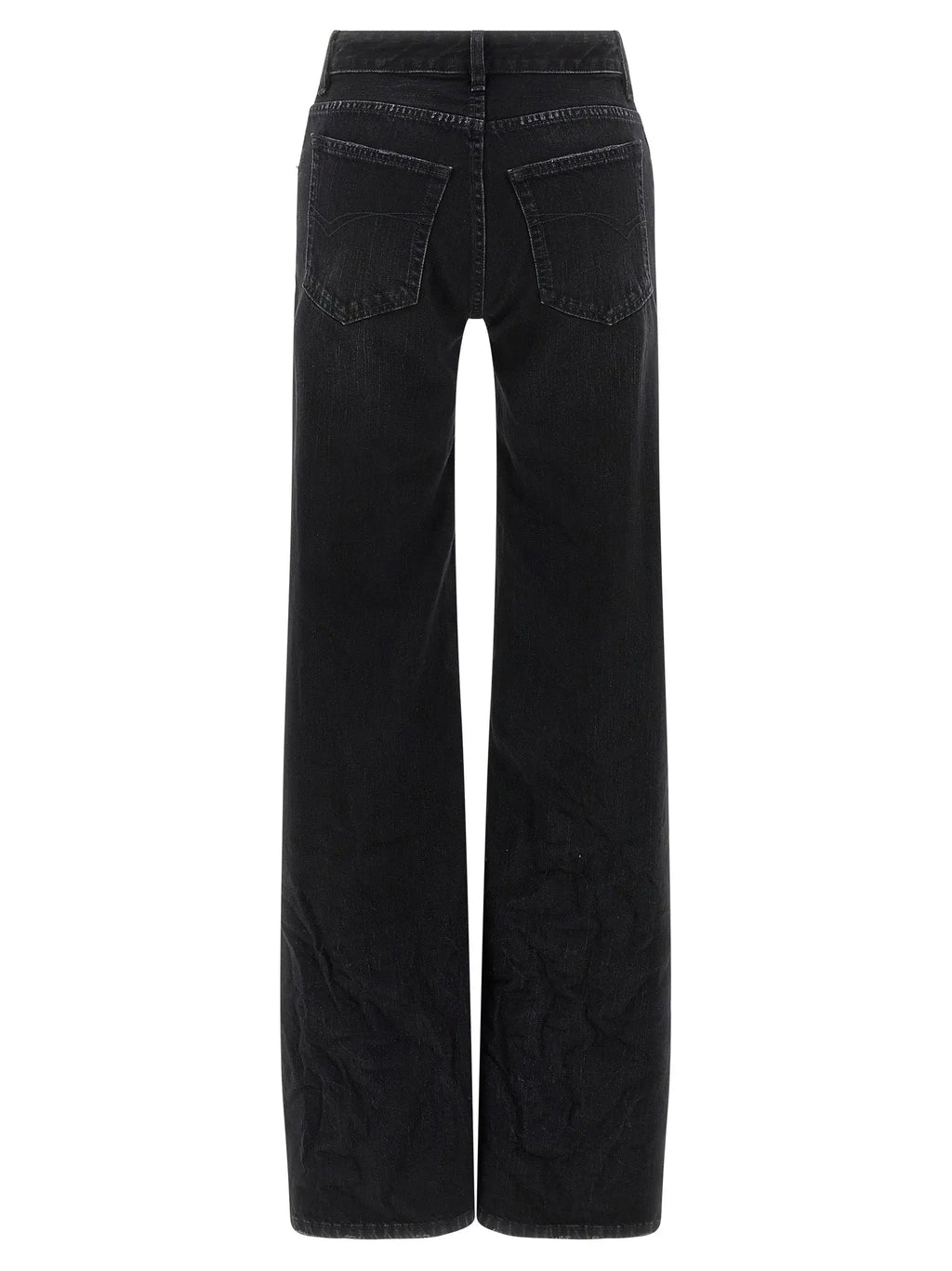 Jeans balenciaga noirs en coton flare avec coupe droite et poches arrière classiques vue de dos