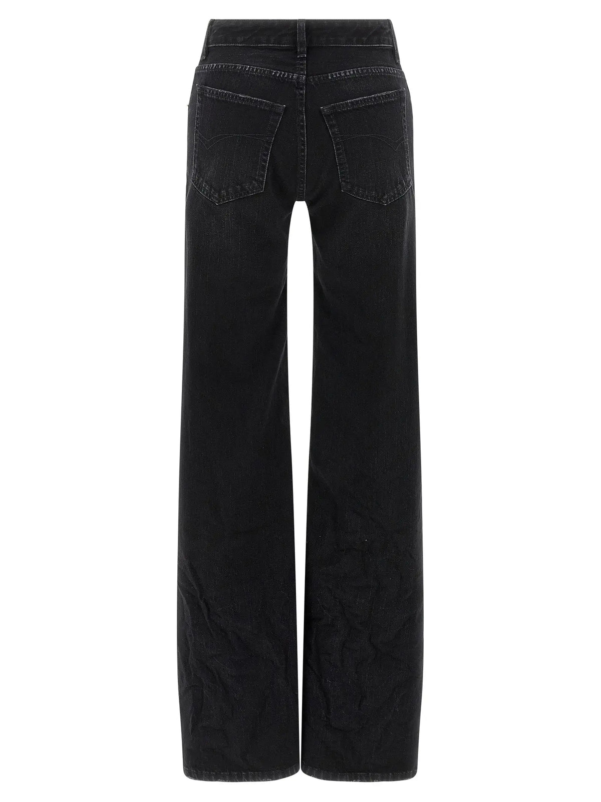 Jeans balenciaga noirs en coton flare avec coupe droite et poches arrière classiques vue de dos