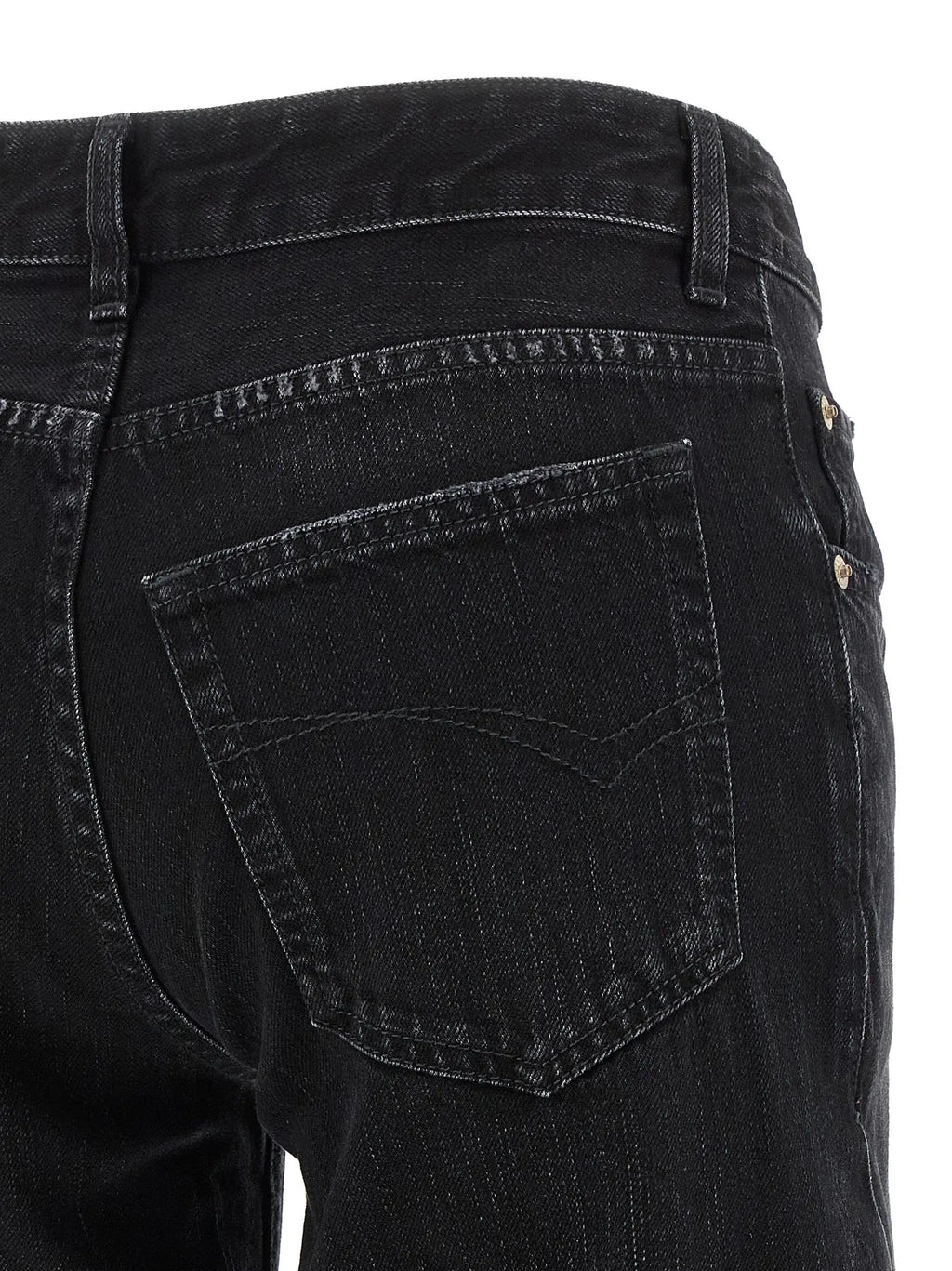 Jean flare balenciaga noir en coton avec vue arrière sur poches classiques et coutures discrètes