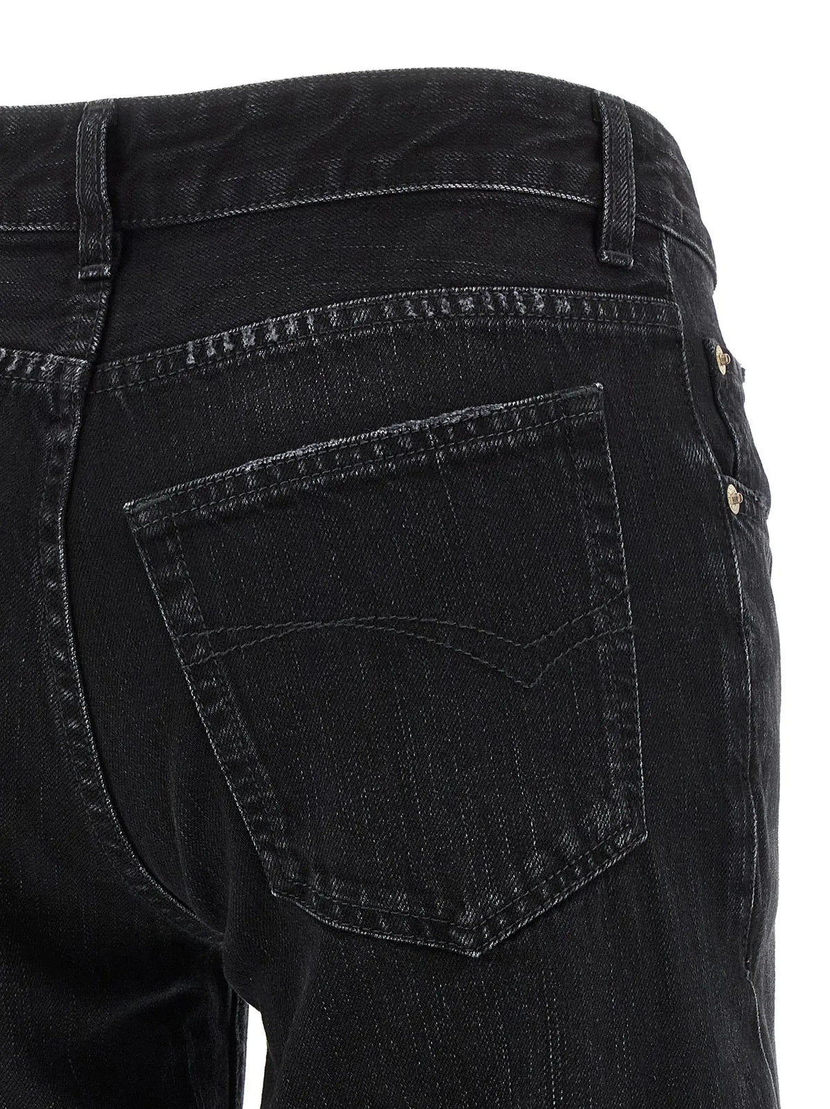 Jean flare balenciaga noir en coton avec vue arrière sur poches classiques et coutures discrètes