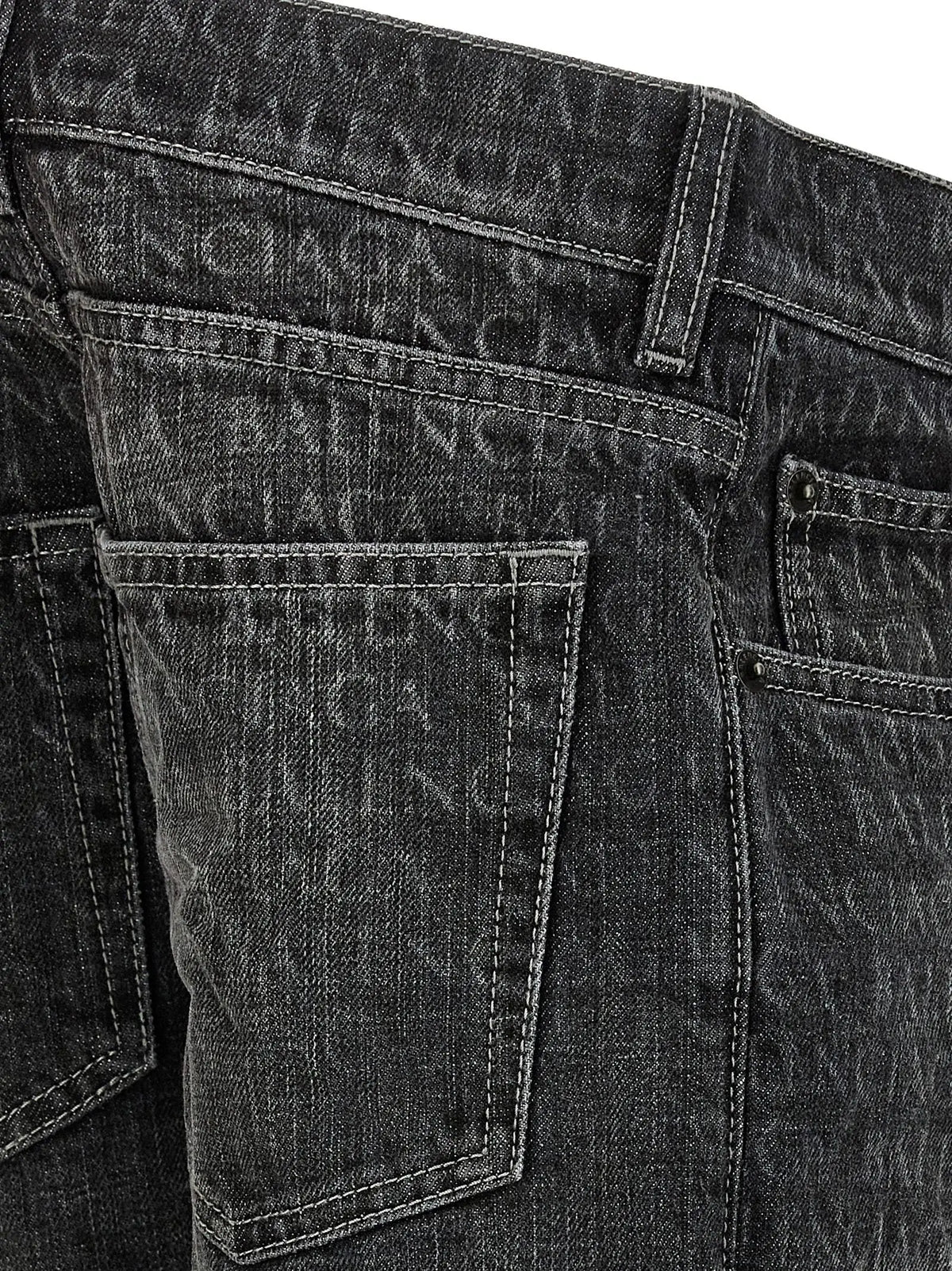 Jeans flare en coton noir balenciaga avec imprimé logo balenciaga répété en denim noir