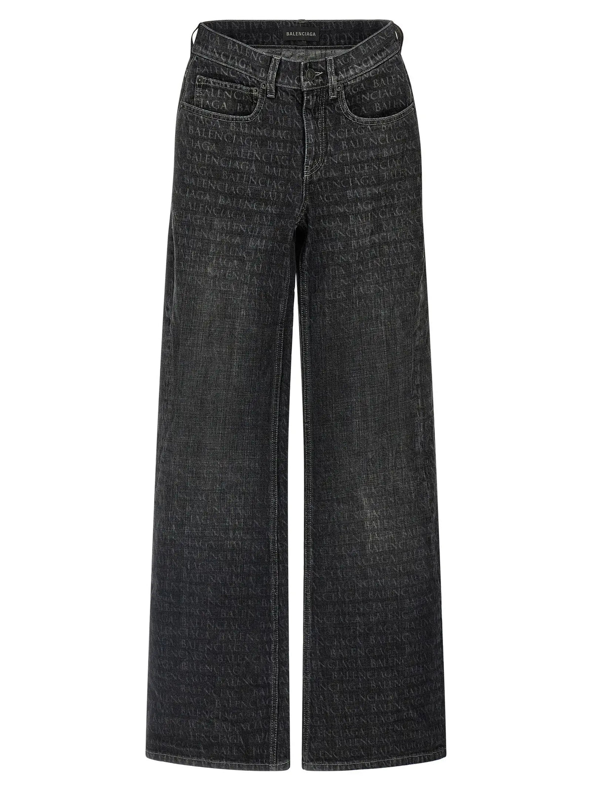 Jeans évasés en coton noir balenciaga avec imprimé logo balenciaga répétitif pour un style distinctif