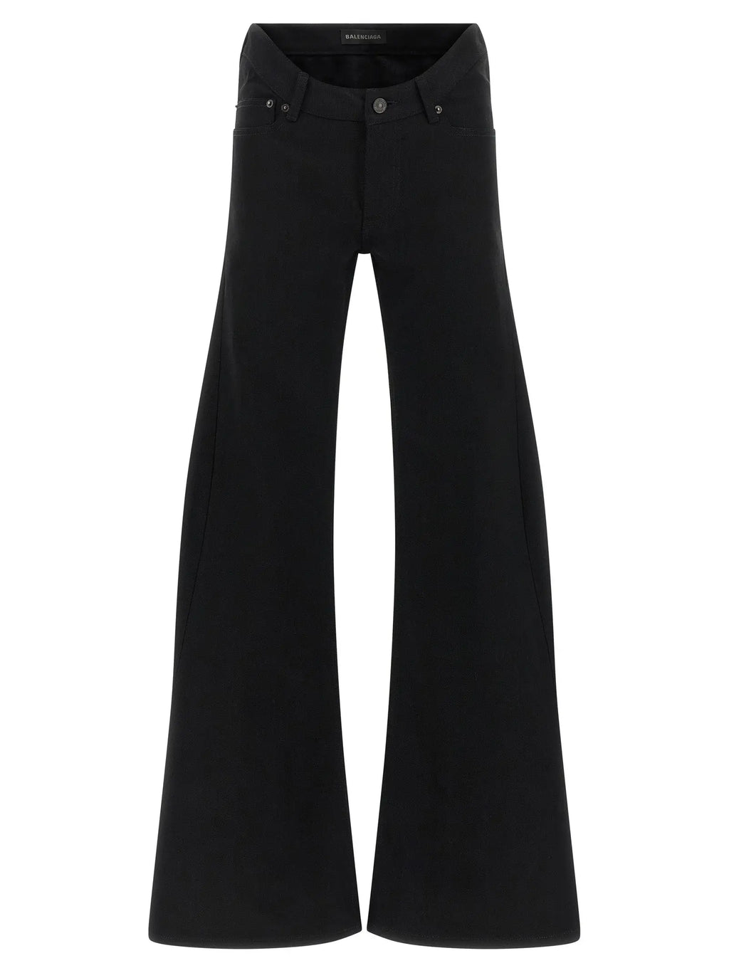 Pantalon large noir balenciaga en coton avec design minimaliste et boutons métalliques subtils
