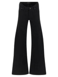 Pantalon large noir balenciaga en coton avec design minimaliste et boutons métalliques subtils