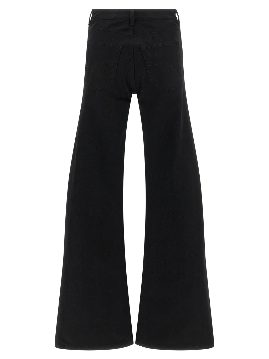 Pantalon flare balenciaga en coton noir avec coupe évasée et couture nette minimaliste