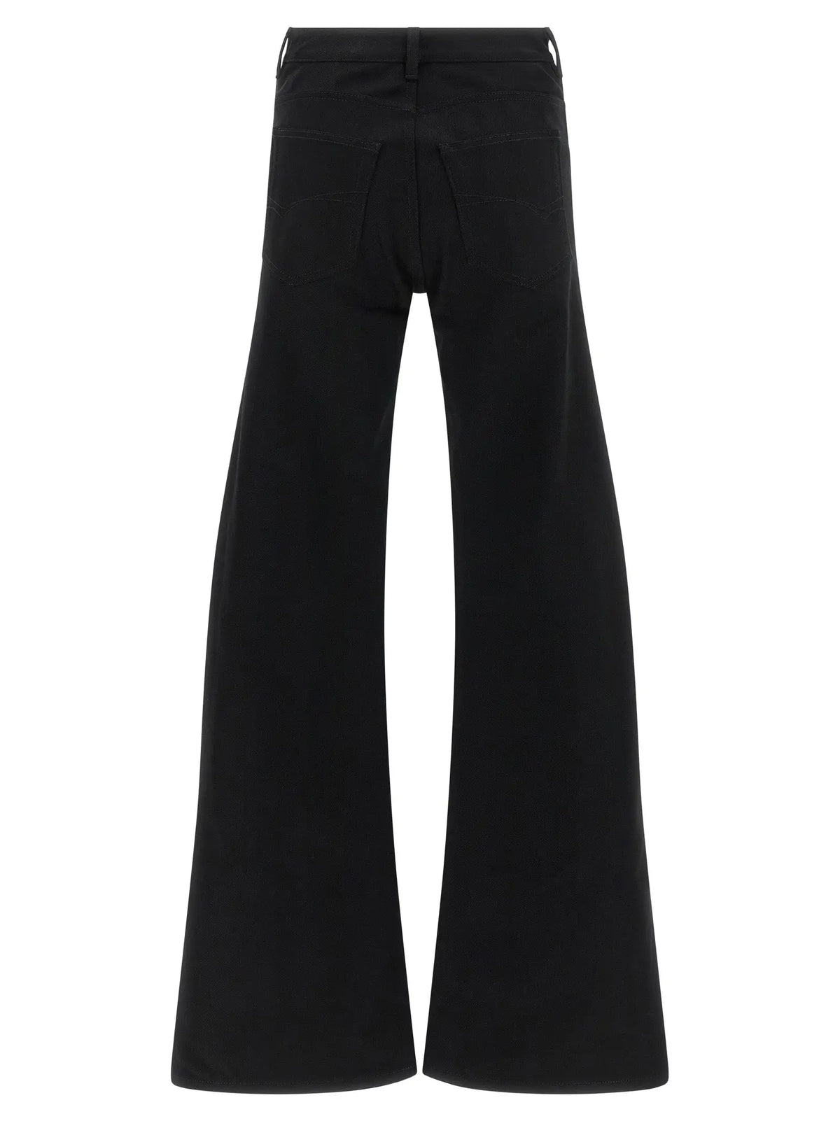 Pantalon flare balenciaga en coton noir avec coupe évasée et couture nette minimaliste