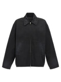 Veste balenciaga noire en coton pleine longueur avec design minimaliste et broderie discrète sur la poitrine