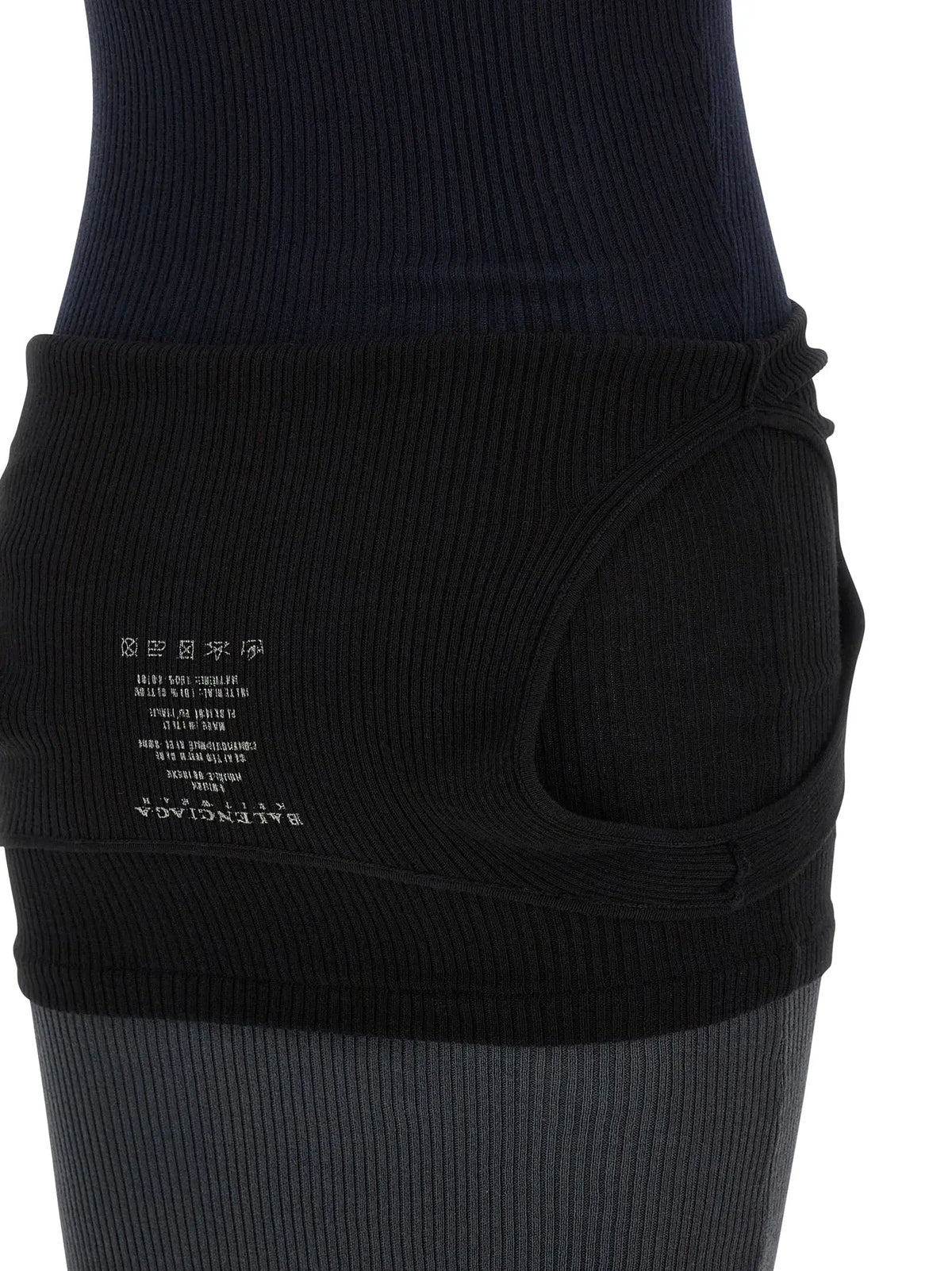 Waistband noir en coton côtelé balenciaga avec détail découpé et étiquette de marque sur robe longue