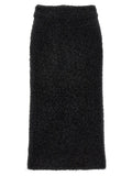 Jupe midi balenciaga en coton noir avec surface pelucheuse et texture tricotée élégante