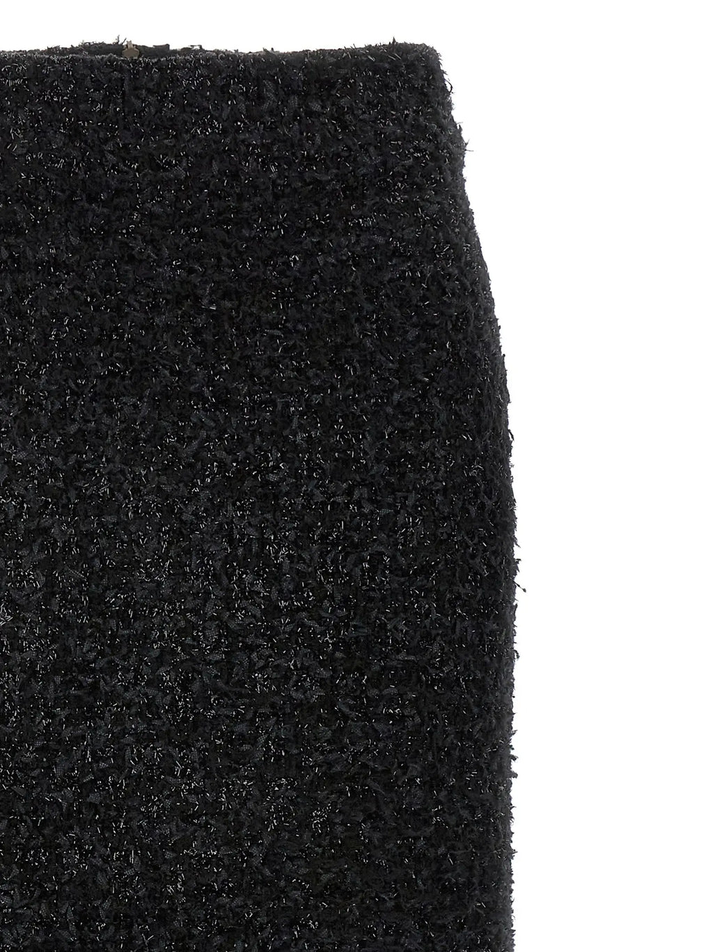 Jupe midi noire en coton texturé tweed de balenciaga vue de dos