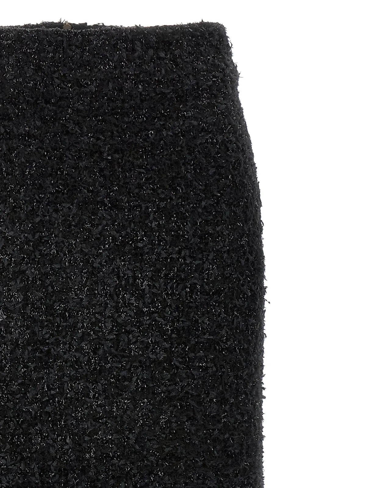 Jupe midi noire en coton texturé tweed de balenciaga vue de dos