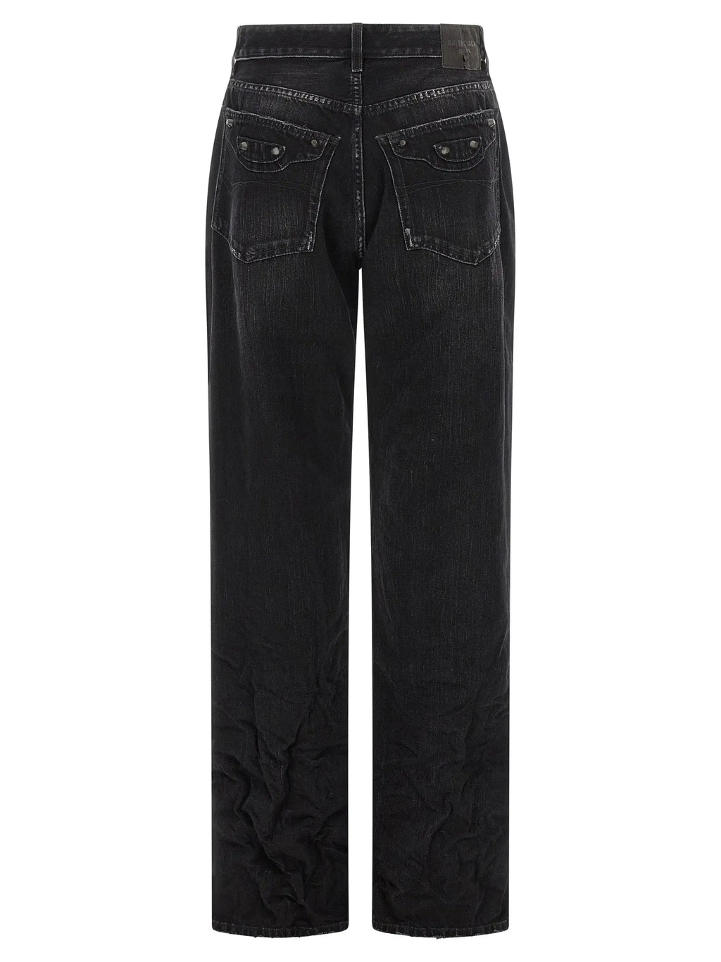 Jeans noirs en coton Balenciaga coupe droite vue arrière avec détails usés aux poches arrière