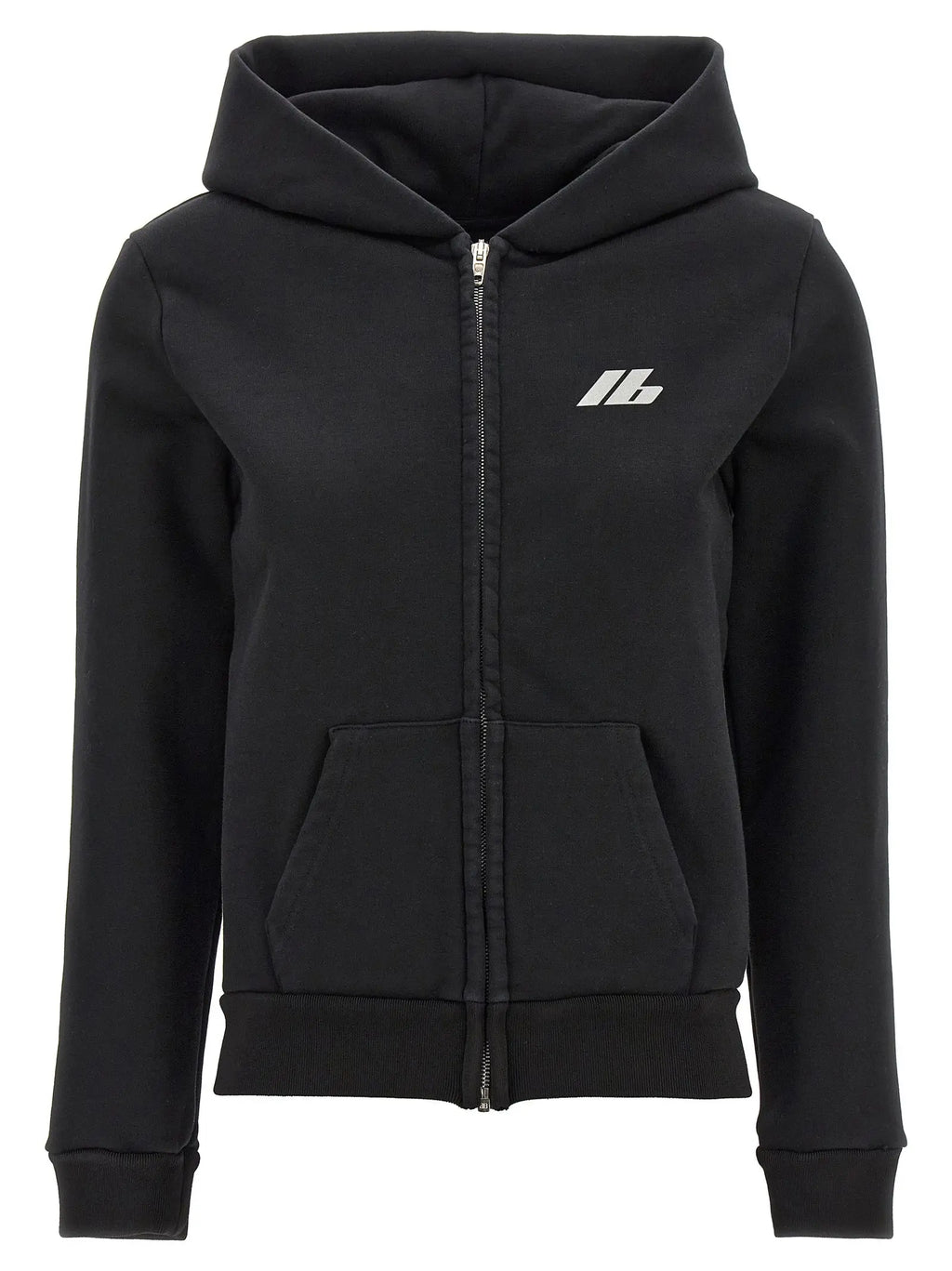 Sweatshirt balenciaga noir en coton avec logo blanc sur la poitrine et fermeture éclair noire