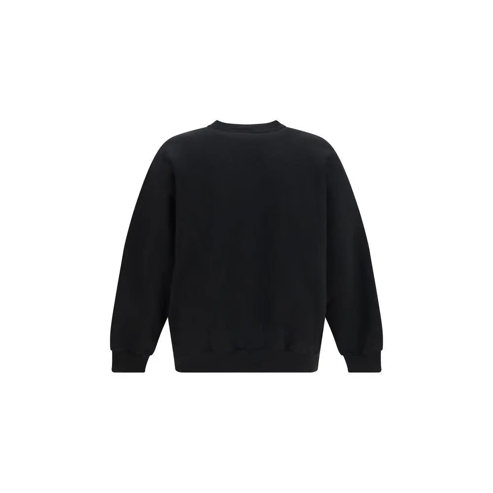 Sweatshirt balenciaga noir en coton à col rond manches longues et poignets côtelés