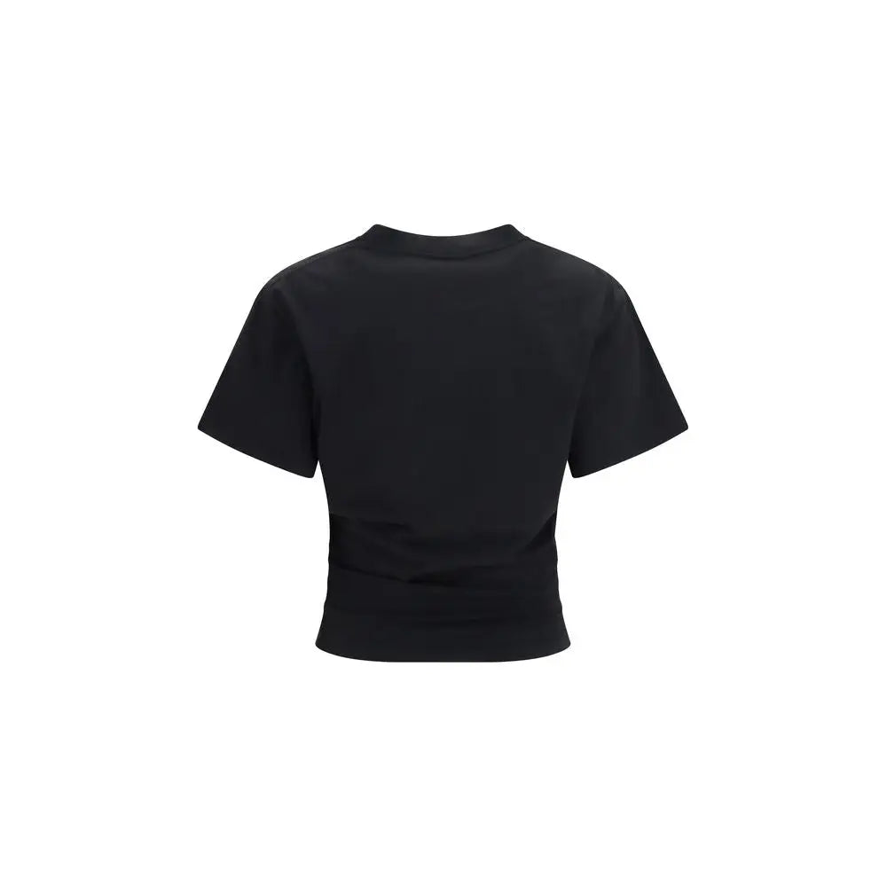 T-shirt balenciaga noir en coton avec manches courtes et col rond coupe courte