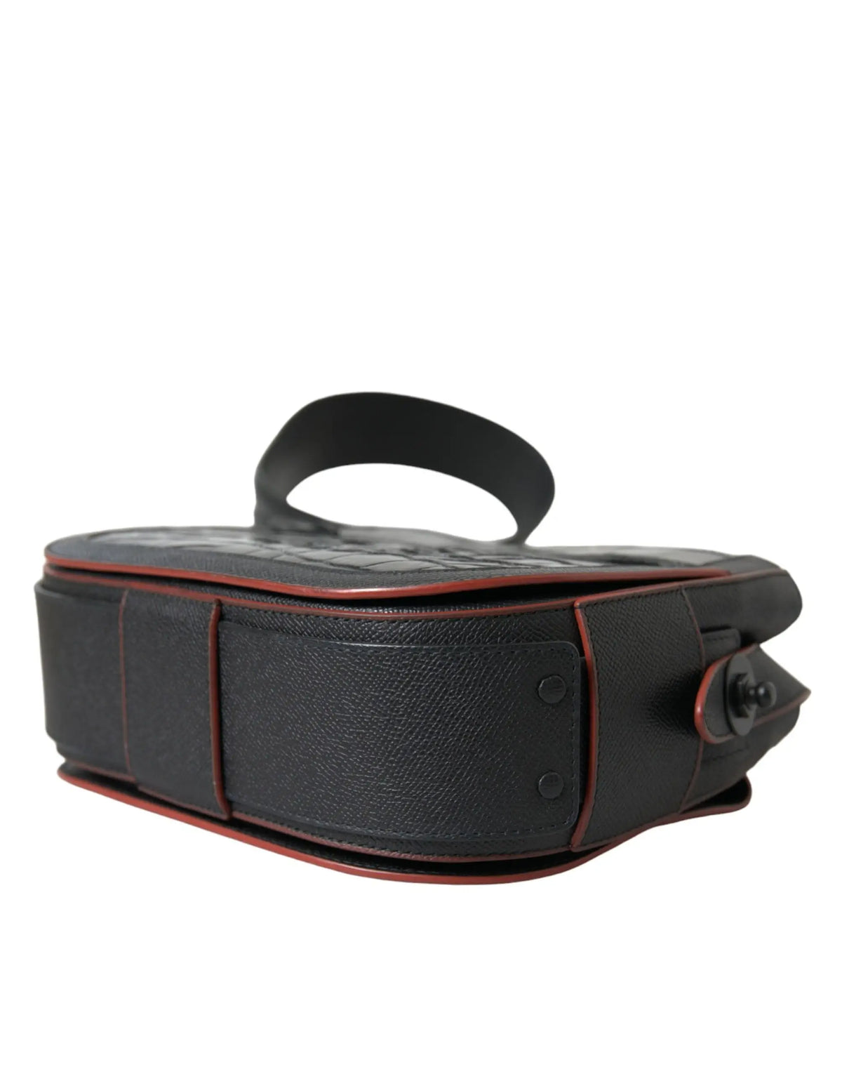 Sac bandoulière balenciaga noir en cuir exotique avec couture rouge et poignée supérieure en cuir noir