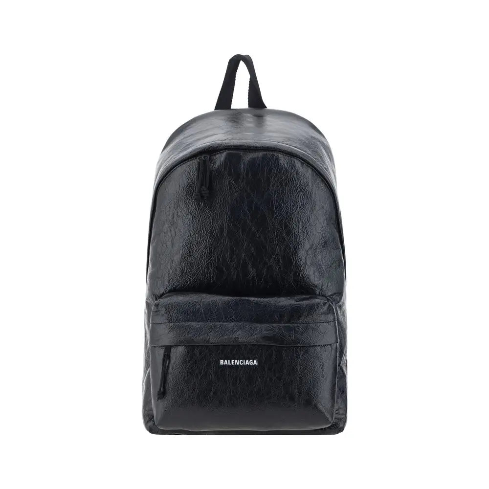 Sac à dos balenciaga black lamb ovis aries noir avec finition texturée brillante et logo embossé subtil