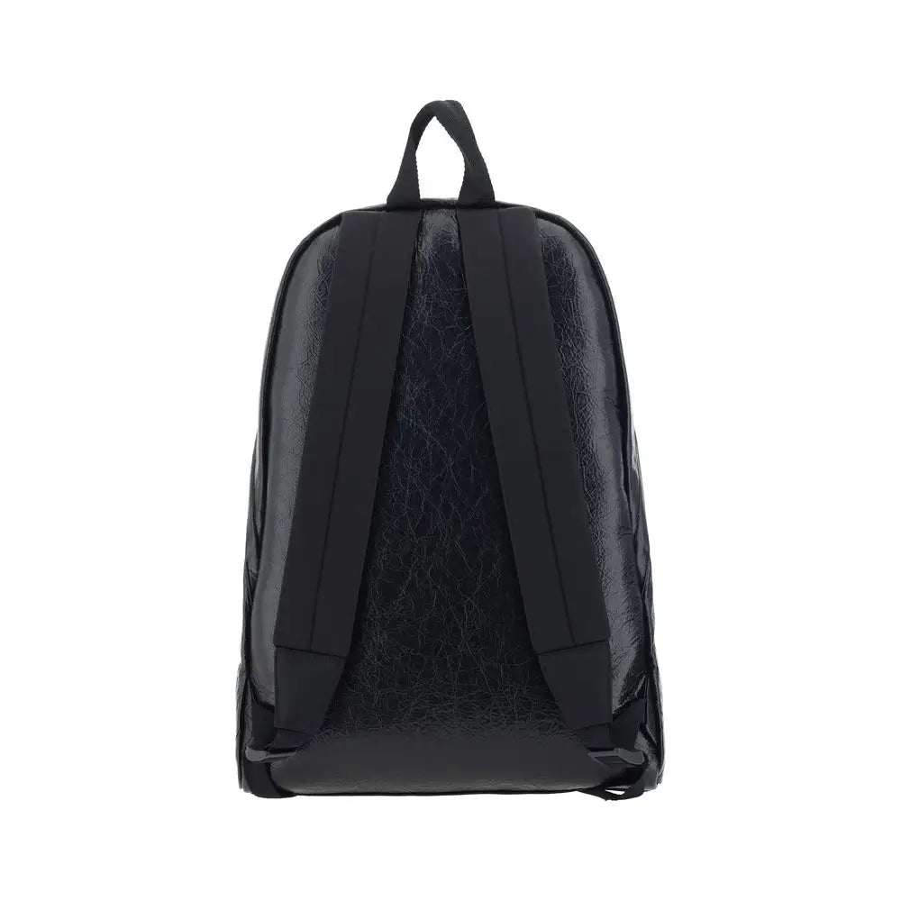 Sac à dos balenciaga black lamb ovis aries noir avec surface brillante texturée et bretelles rembourrées