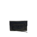 Balenciaga black lamb ovis aries clutch bag en cuir texturé noir avec poche avant zippée et bandoulière ajustable