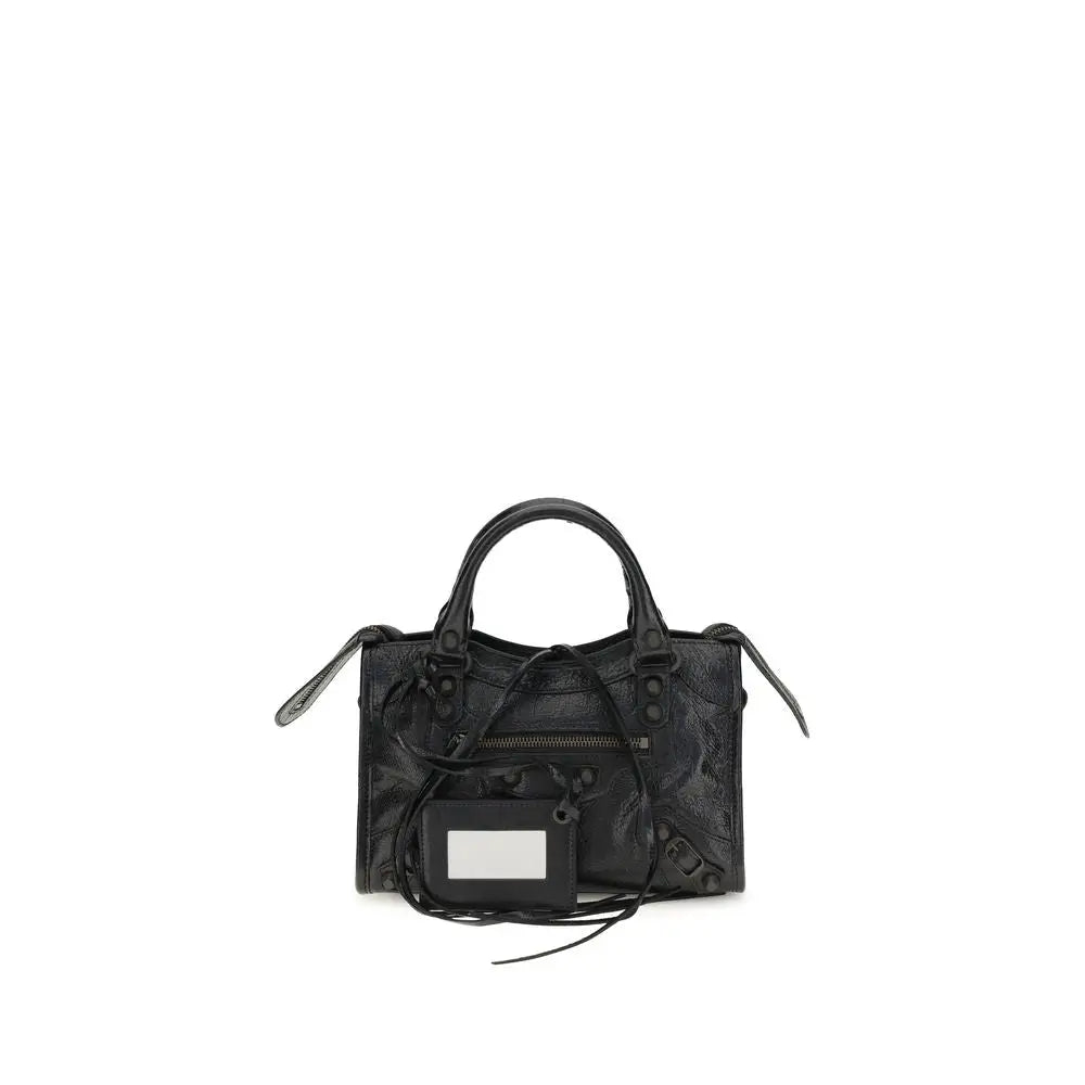 Sac bandoulière balenciaga black lamb ovis aries en cuir noir avec détails embossés et compartiment zippé avant