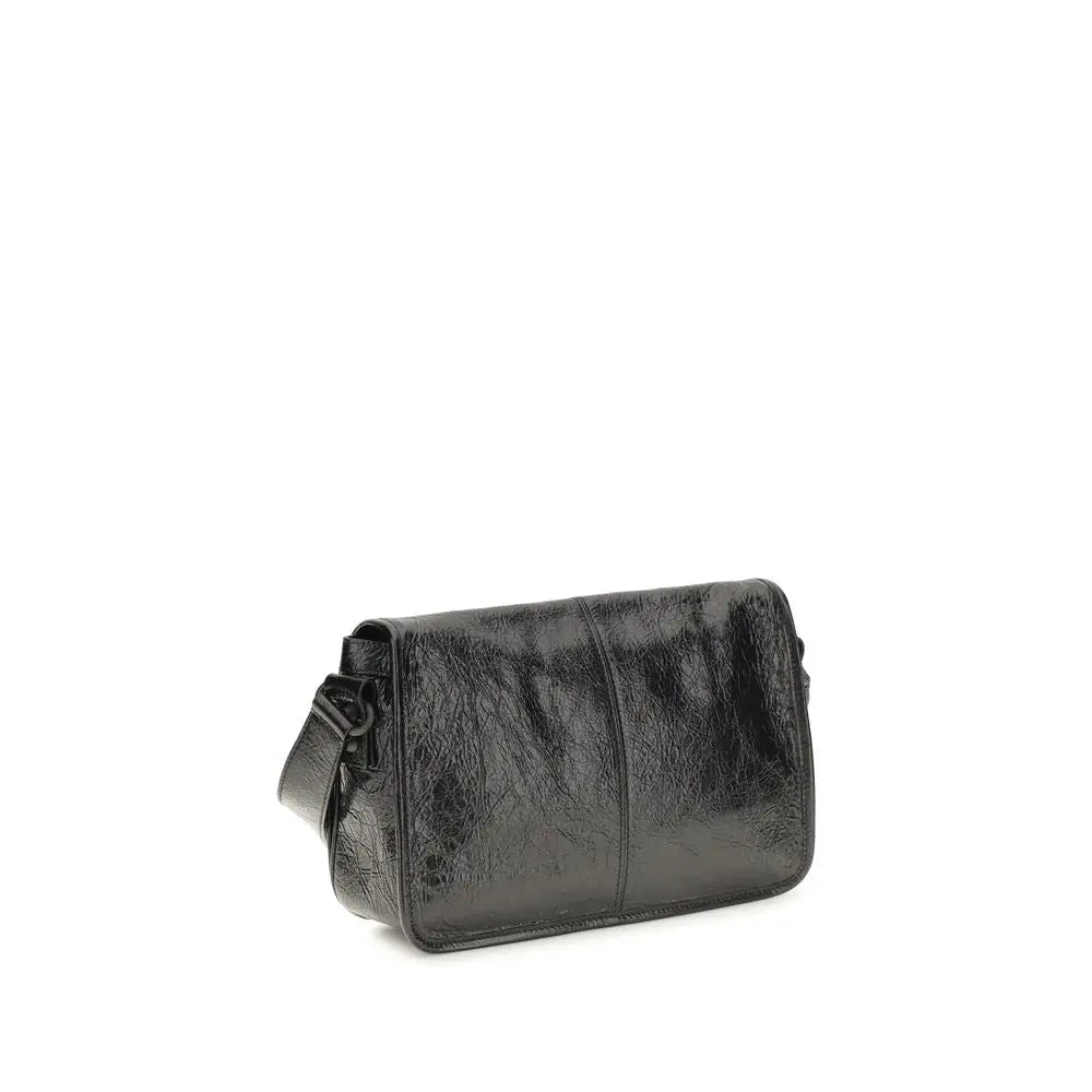 Sac bandoulière balenciaga black lamb ovis aries en cuir noir texturé minimaliste