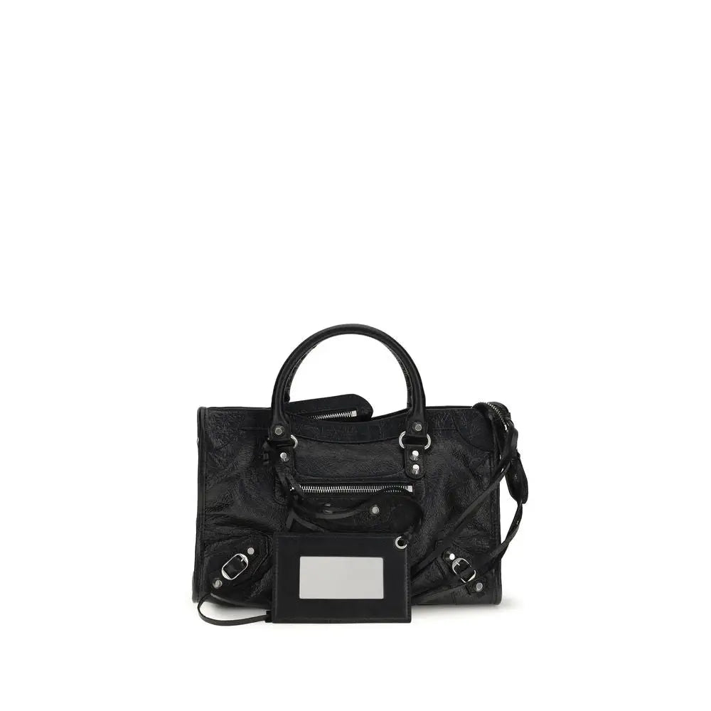 Sac bandoulière balenciaga black lamb ovis aries en cuir texturé noir avec ferrures argentées