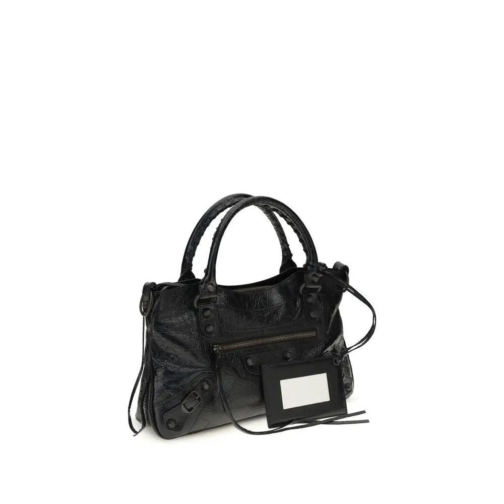Sac d’épaule balenciaga black lamb ovis aries en cuir texturé noir avec ferrures métalliques signature