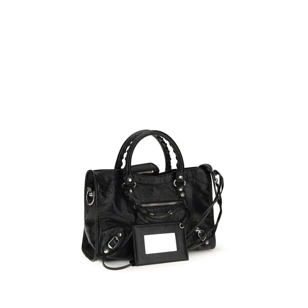 Sac bandoulière balenciaga black lamb ovis aries en cuir texturé noir avec détails argentés