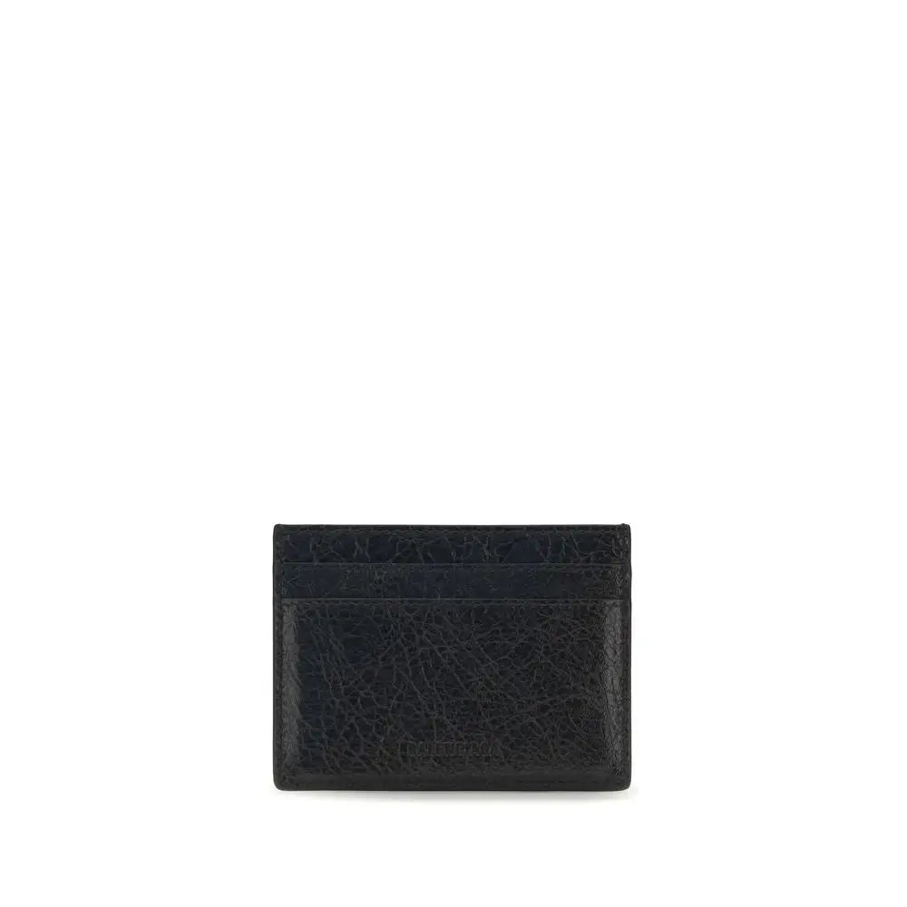 Porte-cartes balenciaga noir en cuir embossé crocodile en lamb ovis aries élégante et compacte
