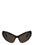 Balenciaga lunettes de soleil en nylon noir avec verres marron foncé et finition brillante cat-eye