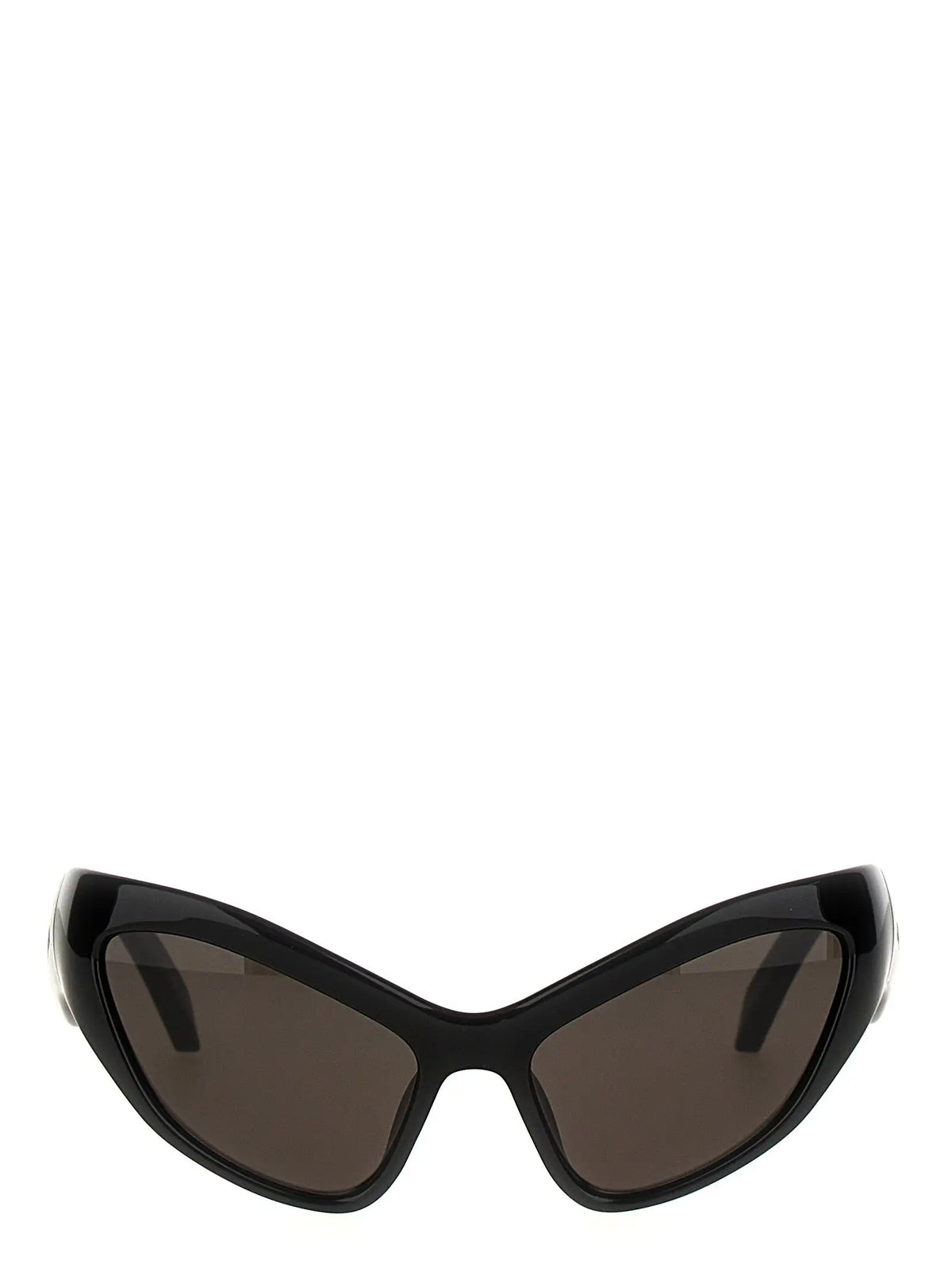 Balenciaga lunettes de soleil en nylon noir avec verres marron foncé et finition brillante cat-eye