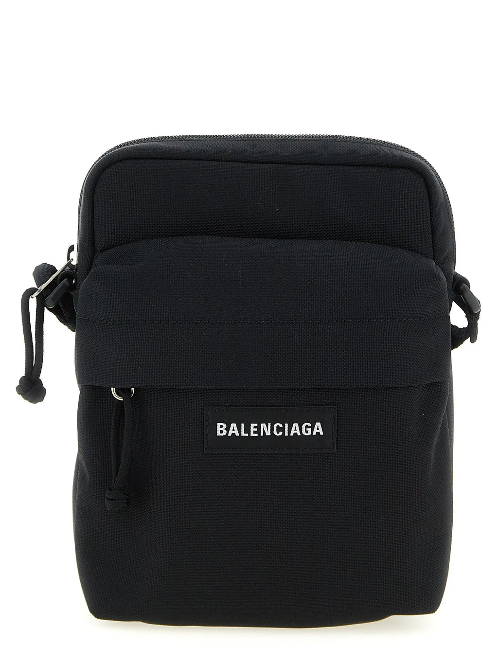 Sac bandoulière balenciaga noir en polyamide avec finition texturée et design minimaliste