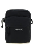 Sac bandoulière balenciaga noir en polyamide avec finition texturée et design minimaliste