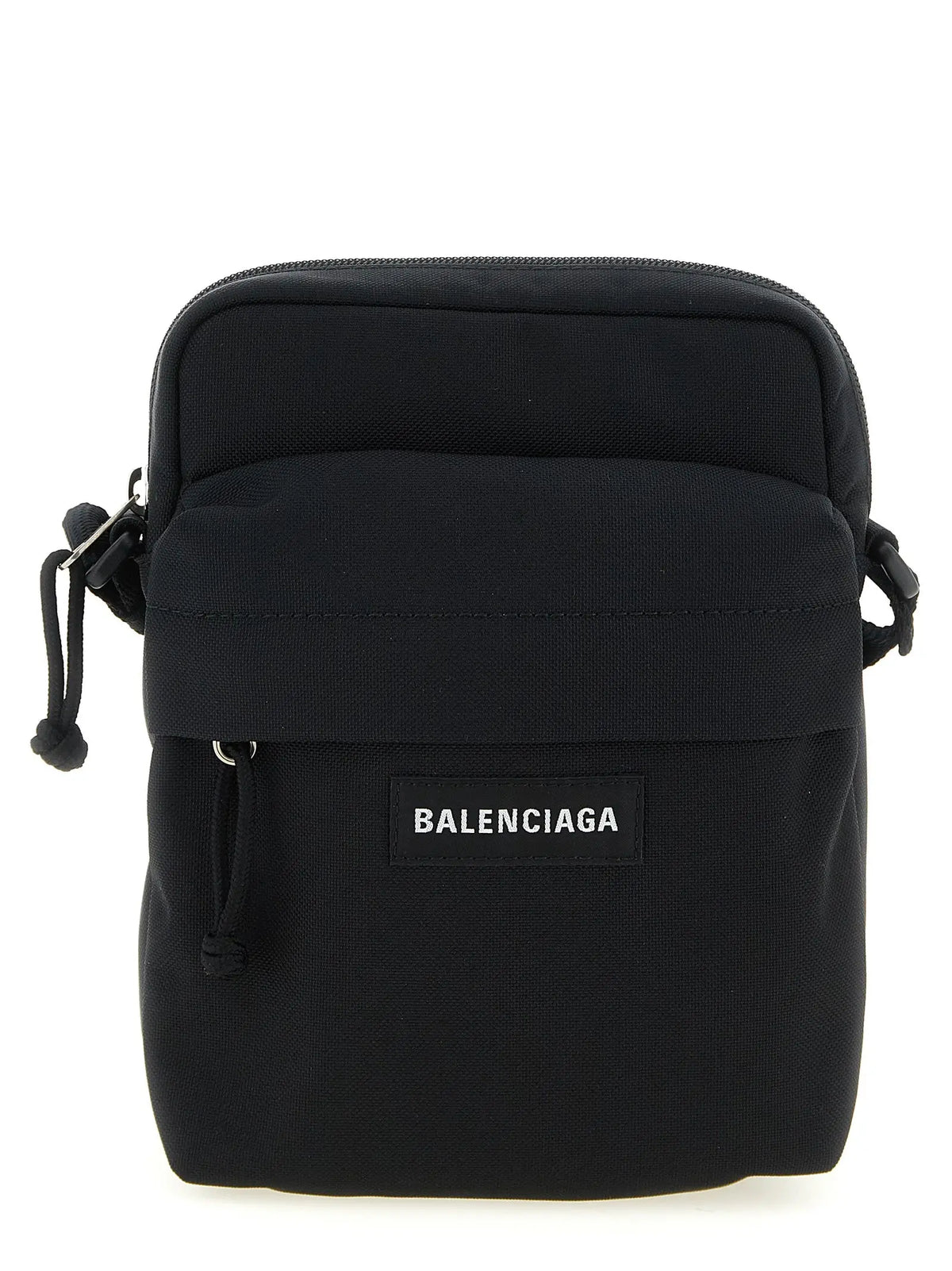 Sac bandoulière balenciaga noir en polyamide avec finition texturée et design minimaliste