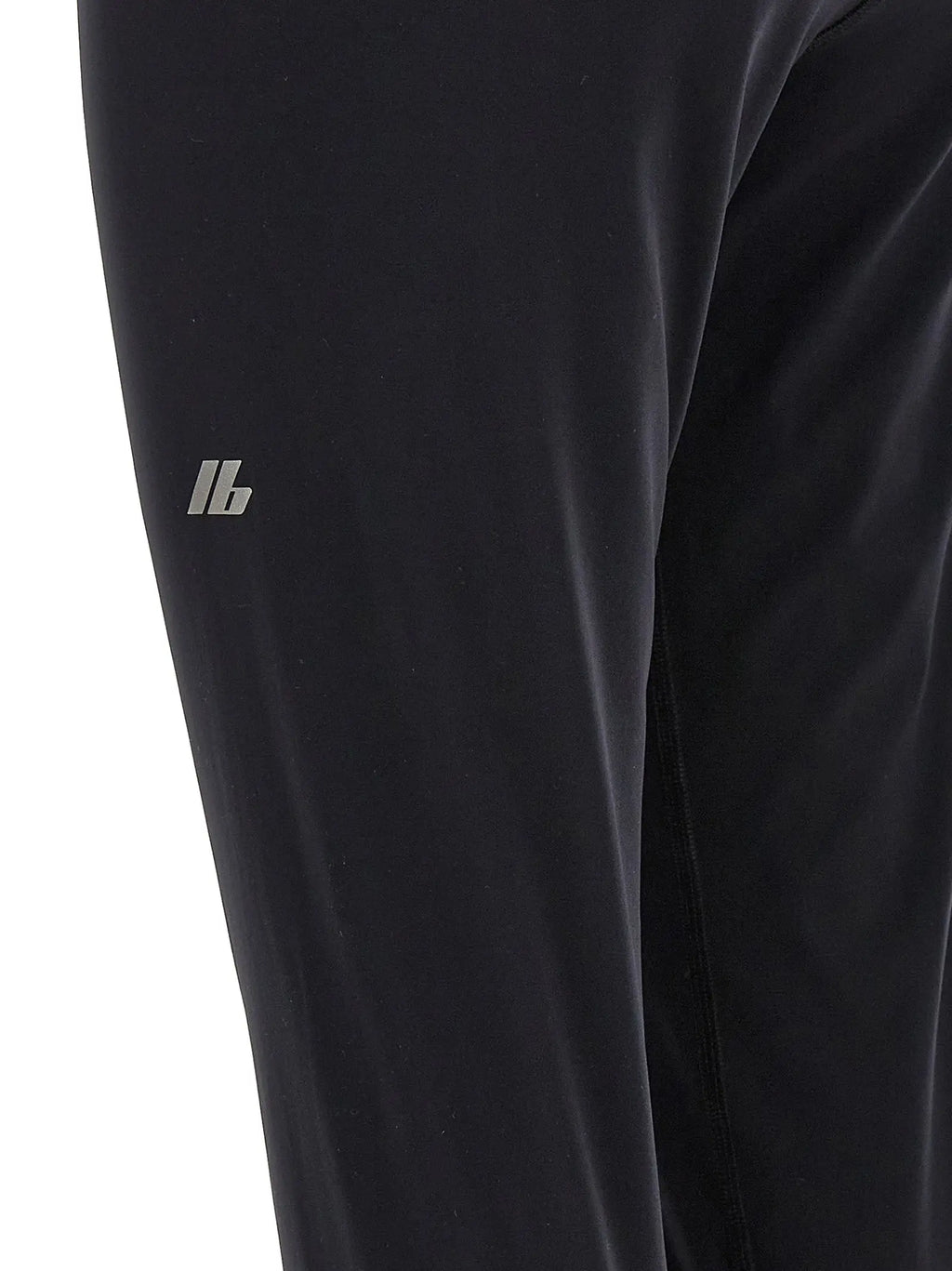 Legging balenciaga noir en polyamide avec léger éclat et petit logo argenté sur la cuisse
