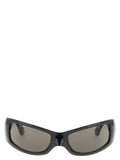 Lunettes de soleil balenciaga noires en polyamide avec monture en acétate et verres gris foncé angulaires