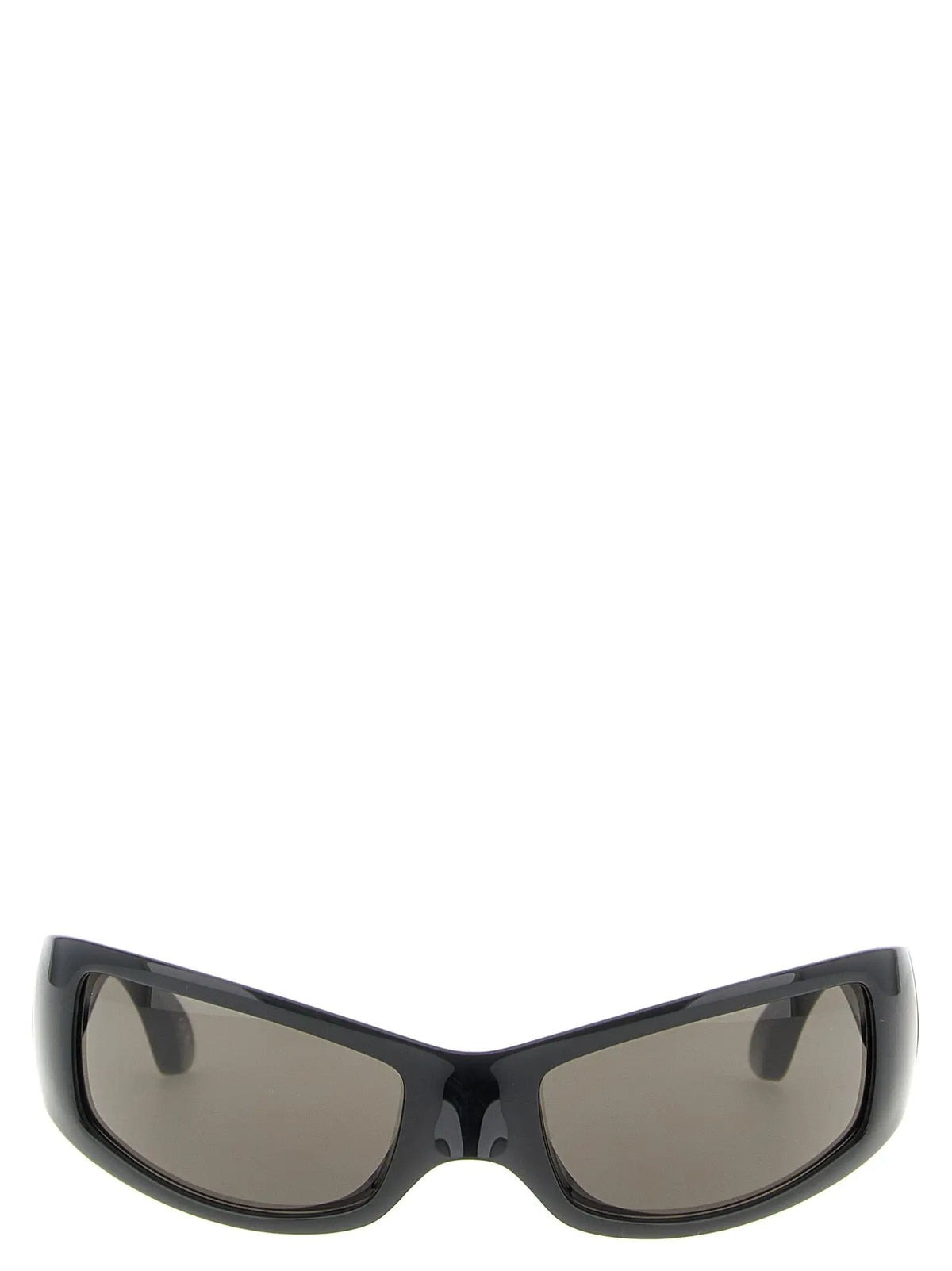Lunettes de soleil balenciaga noires en polyamide avec monture en acétate et verres gris foncé angulaires