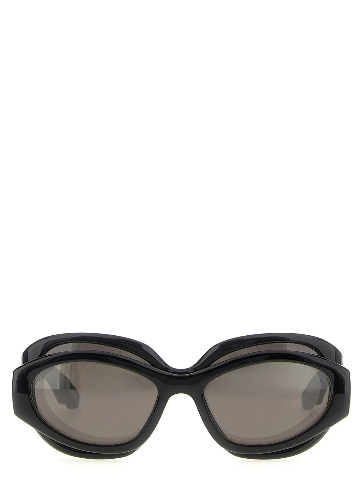 Lunettes de soleil Balenciaga noires en polyamide avec verres gris dégradés et monture géométrique audacieuse
