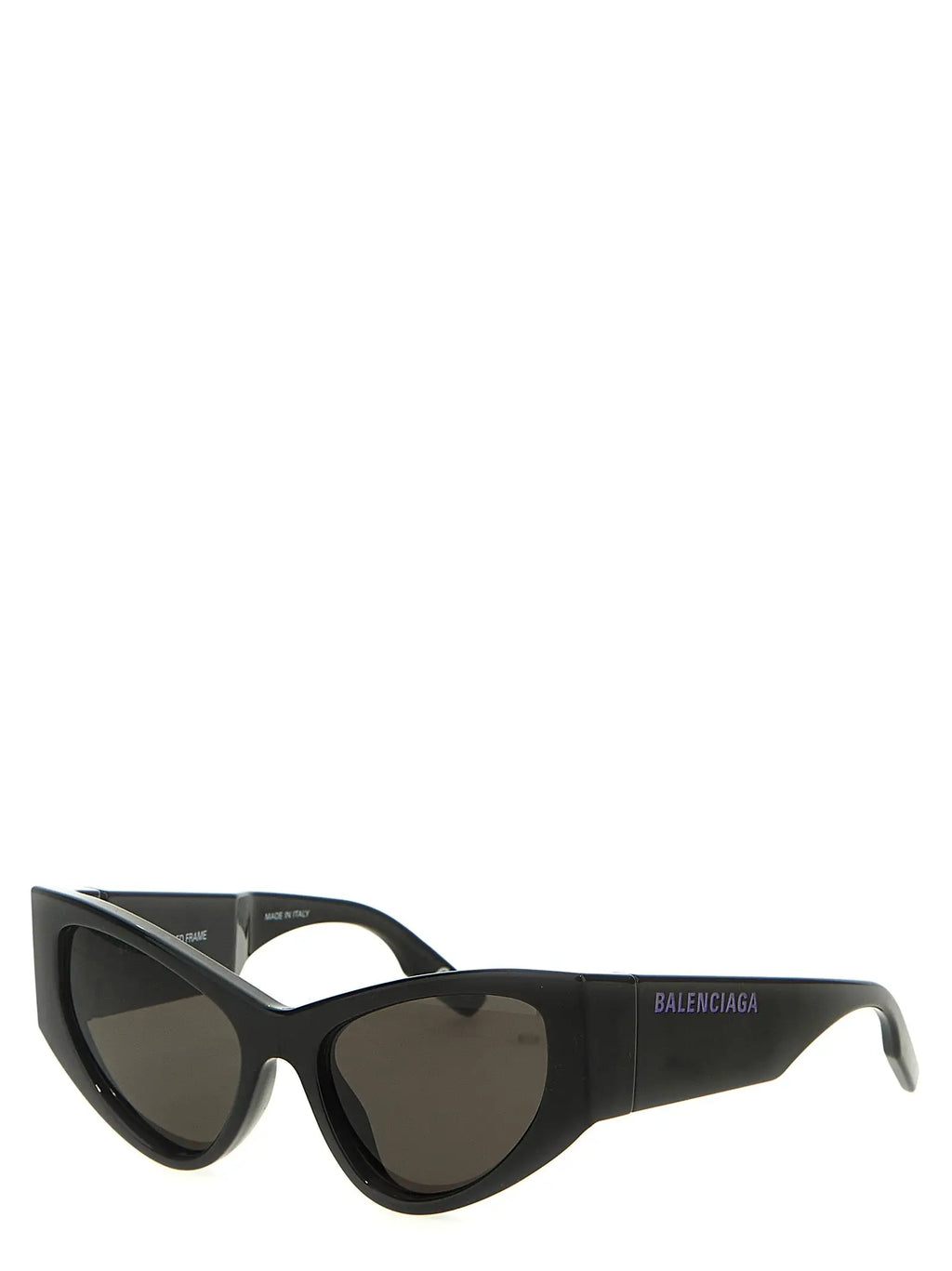 Lunettes de soleil balenciaga noires en polyamide avec monture cat eye et verres gris foncé brillants