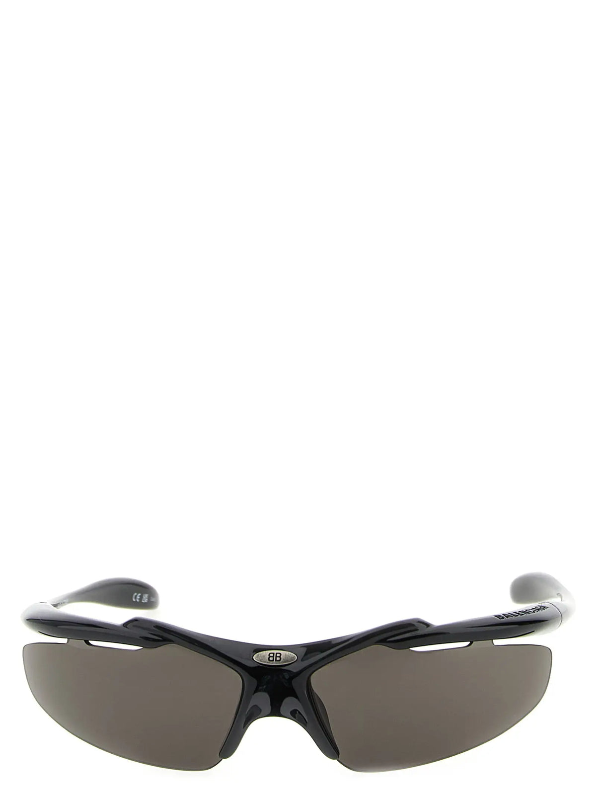 Balenciaga lunettes de soleil noires en polyamide avec verres gris foncé et monture aérodynamique sport