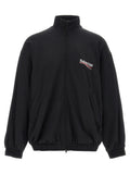 Veste track balenciaga noire en polyamide avec logo discret brodé sur la poitrine gauche