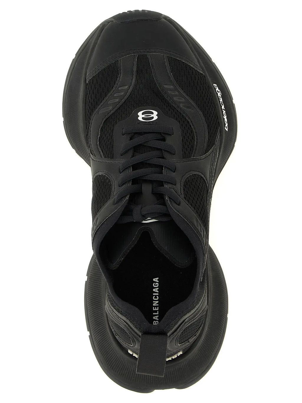 Baskets balenciaga noires en polyester avec détails en mesh et caoutchouc semelle épaisse logo 8 sur la languette